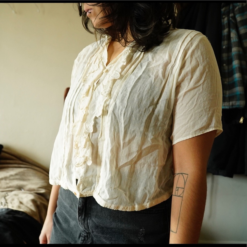 Vintage sheer ruffled top